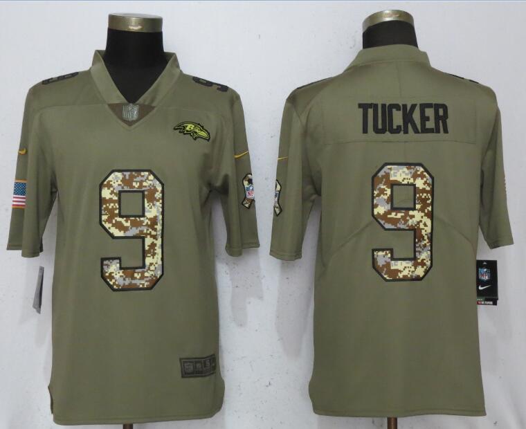 Men Baltimore Ravens #9 Tucker Olive Camo Carson 2017 Salute to Service Limited Nike NFL Jerseys->baltimore ravens->NFL Jersey